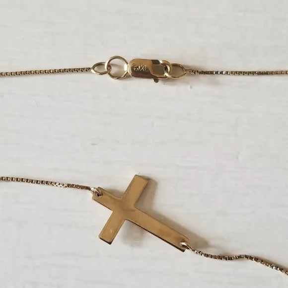14K Gold & CZ Cross Necklace